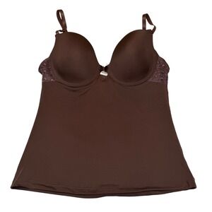 Truffles Camisole Bra Top Brown Underwire Lace Trim Y2K Coquette Women Size 36C